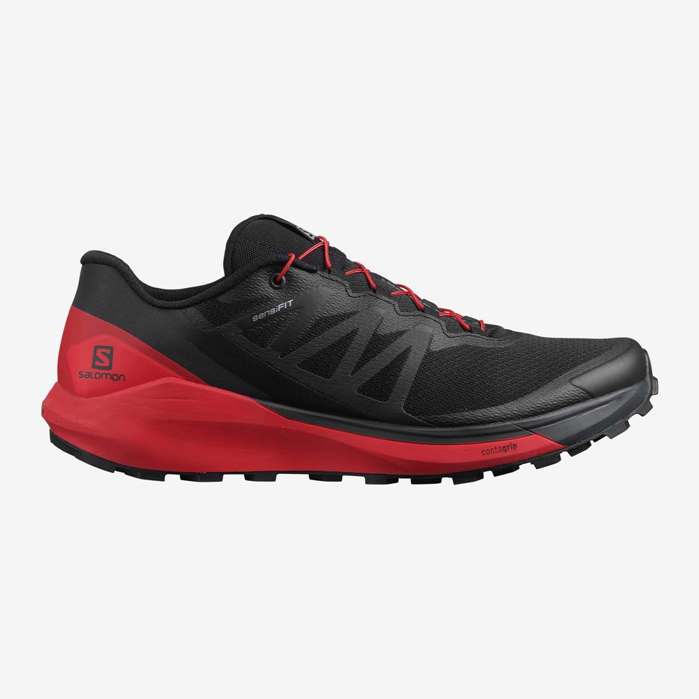 Salomon SENSE RIDE 4 Zapatillas Trail Running Hombre - Negras / Rojas - Colombia (86021-FEZA)